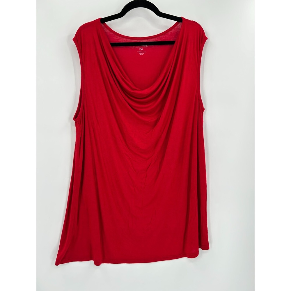 Two Twenty Womens Size 2Xl Red‎ Sleeveless Cowl Neck Tank Top Summer